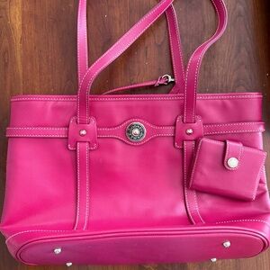 Pink Leather Tote Bag